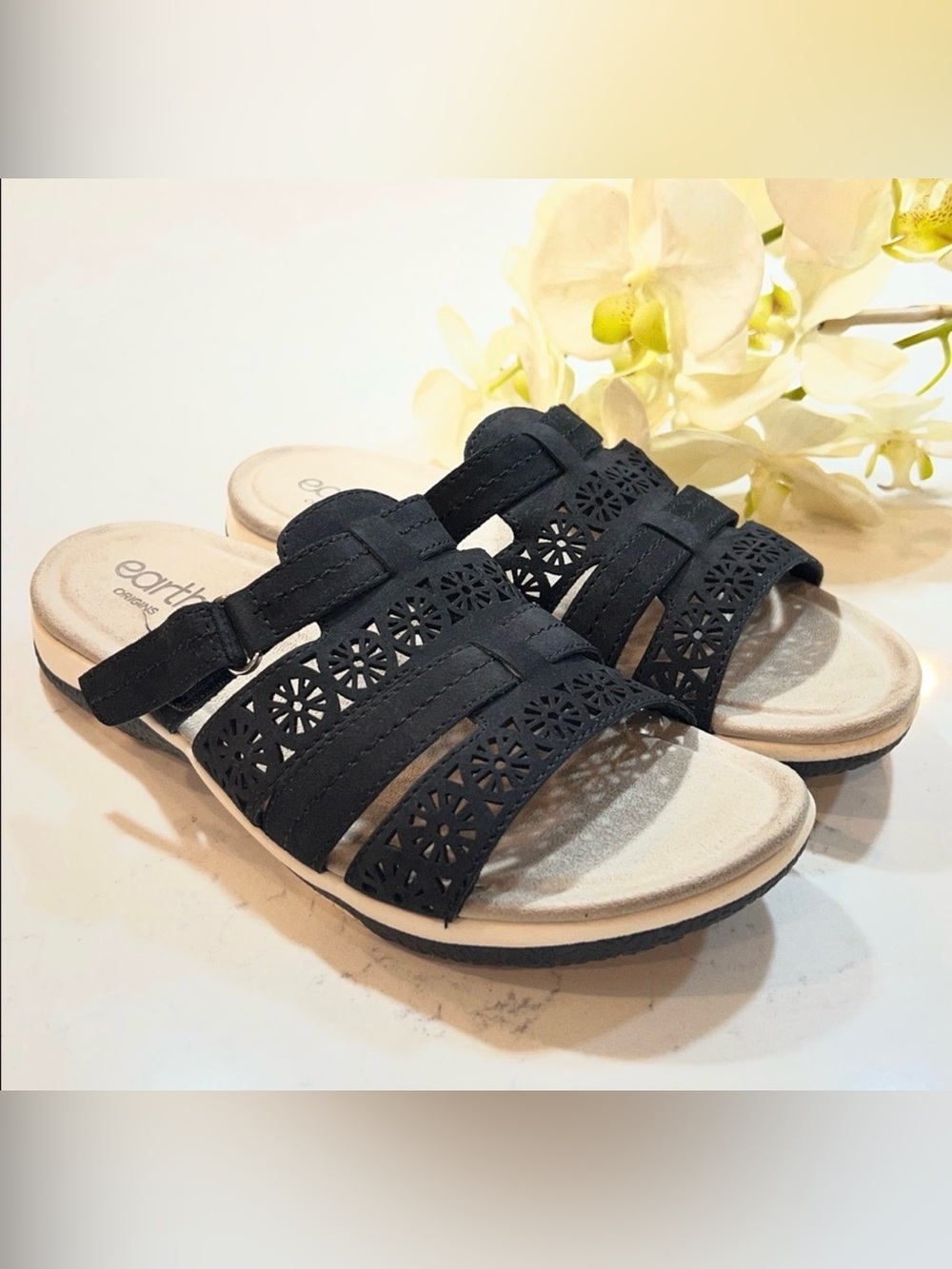 Earth Origins Adjustable Wide Band Slide Sandals - Sinci Size 8.5